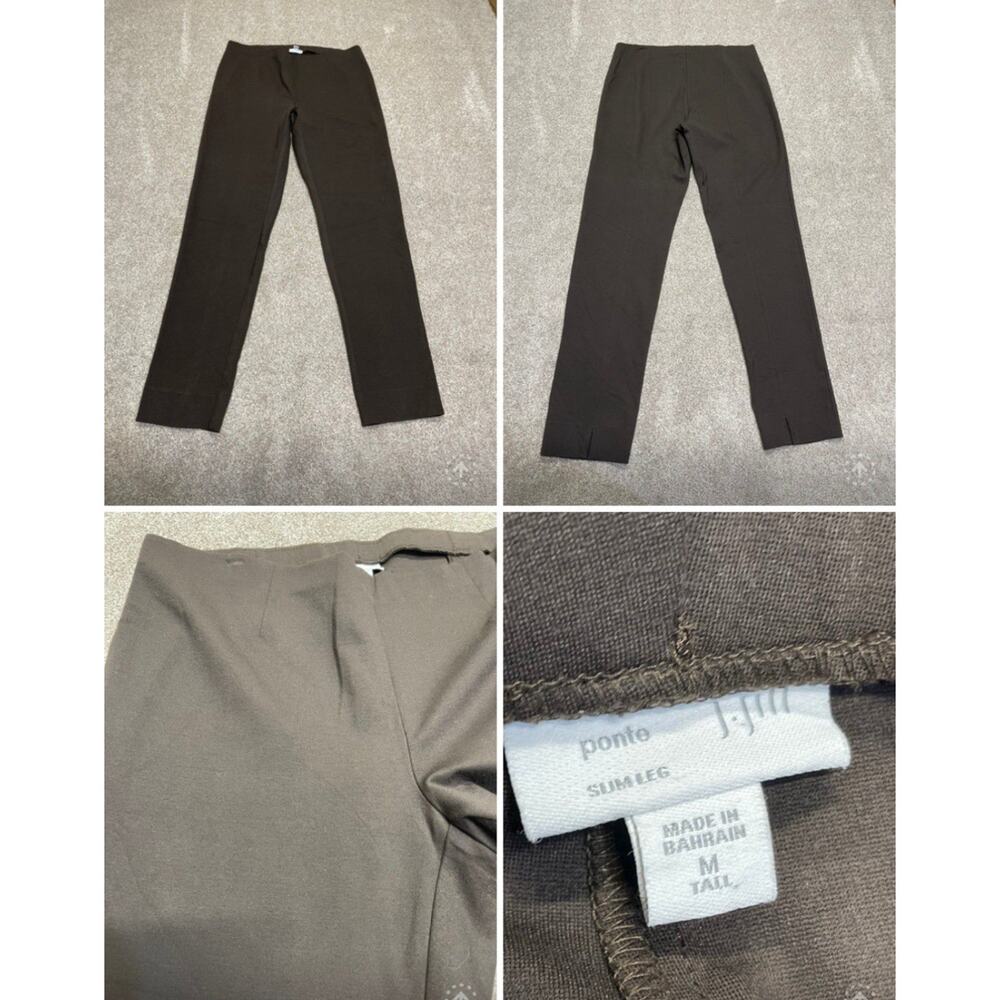 Elevated Basic Neutral J. Jill Slim Leg Trousers Size Medium Tall Espresso Ponte - Picture 2 of 14